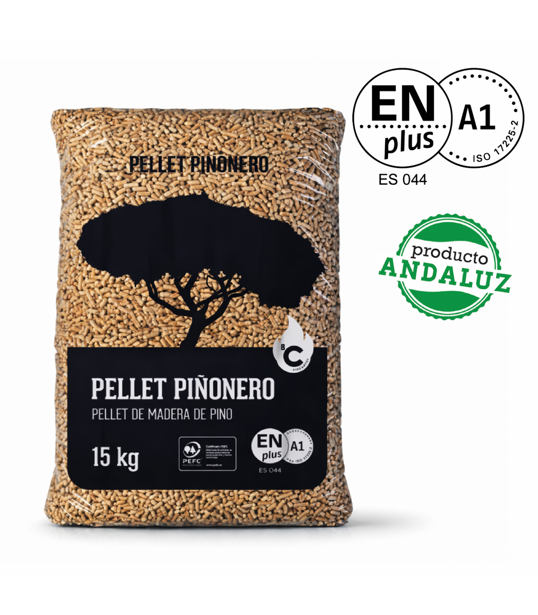 Palé de 42 Sacos de Pellet Premium Piñonero (15 kg) – Certificación ENplus A1